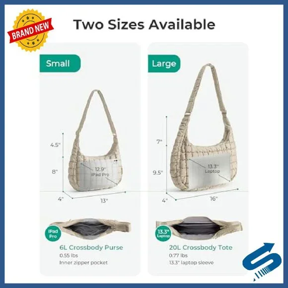 Quilted Crossbody Hobo Bag with Adjustable Strap, 20L Capacity - Picture 3 of 8